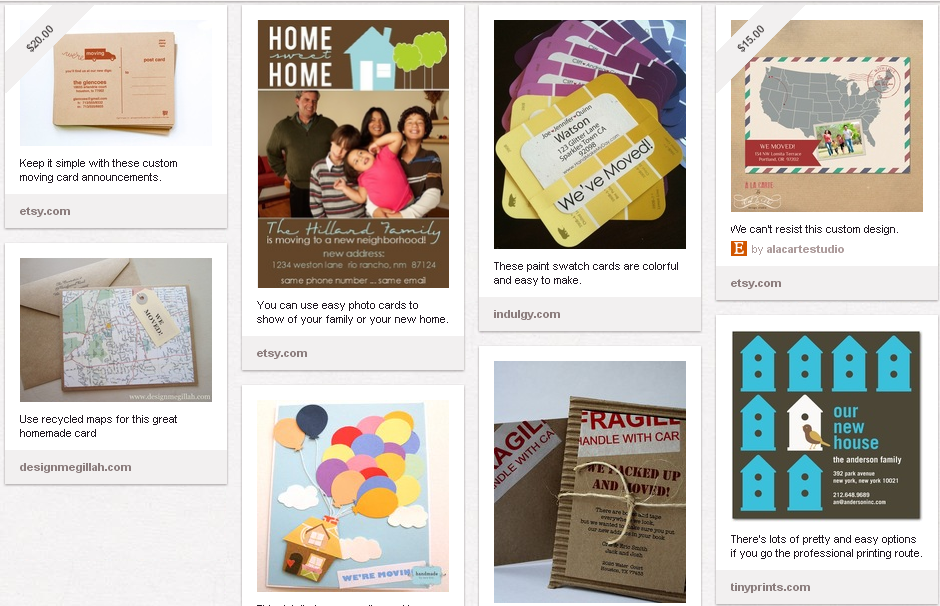 "We're Moving" cards on Pinterest