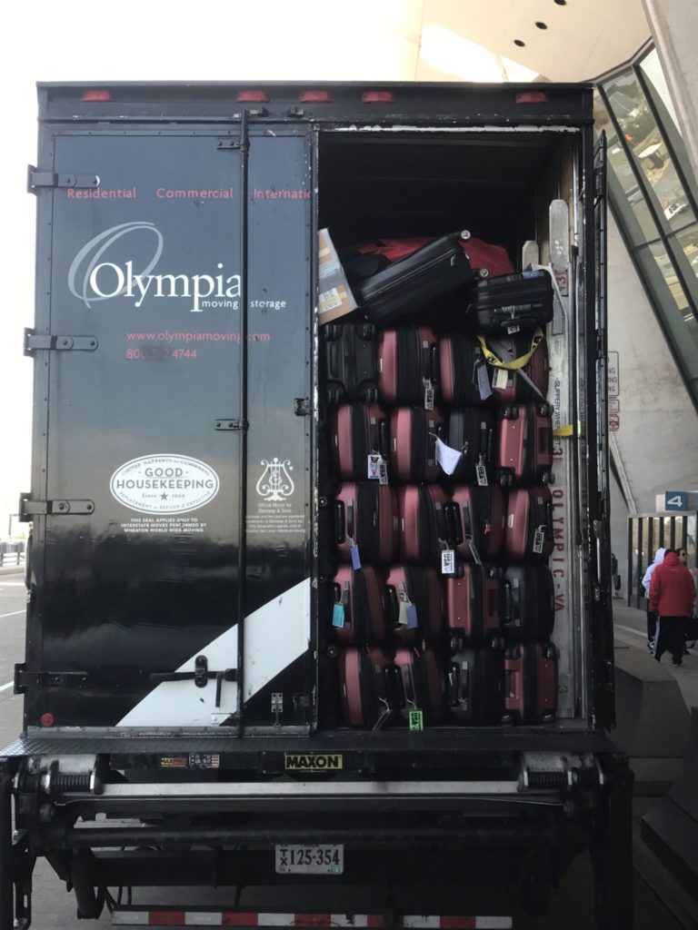 Truck full of athletes luggage